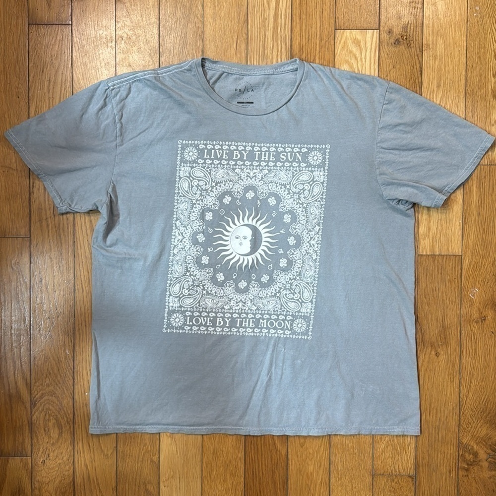 Ps / La Live By Sun Paisley Oversized Grey Graphic Short Sleeved Tee Shirt - Picture 5 of 11
